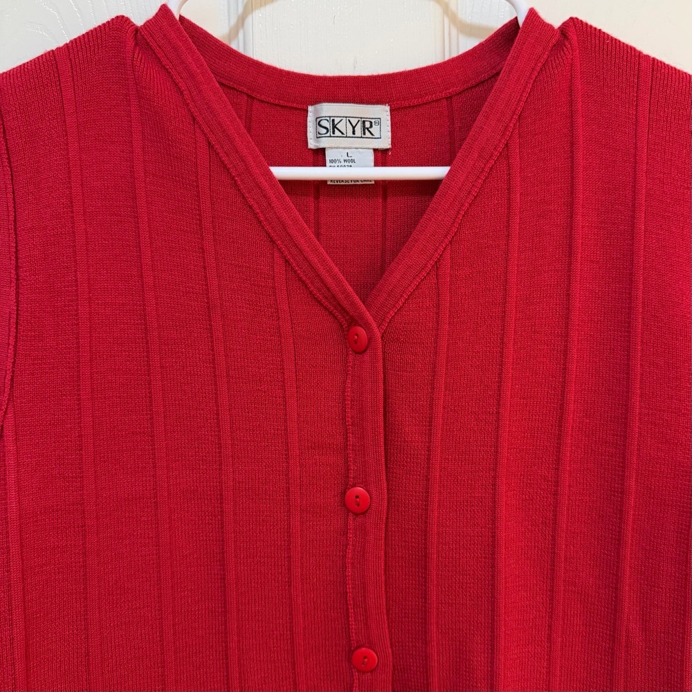 SOLD // Vintage SKYR 100% Wool Red Burgundy Vest